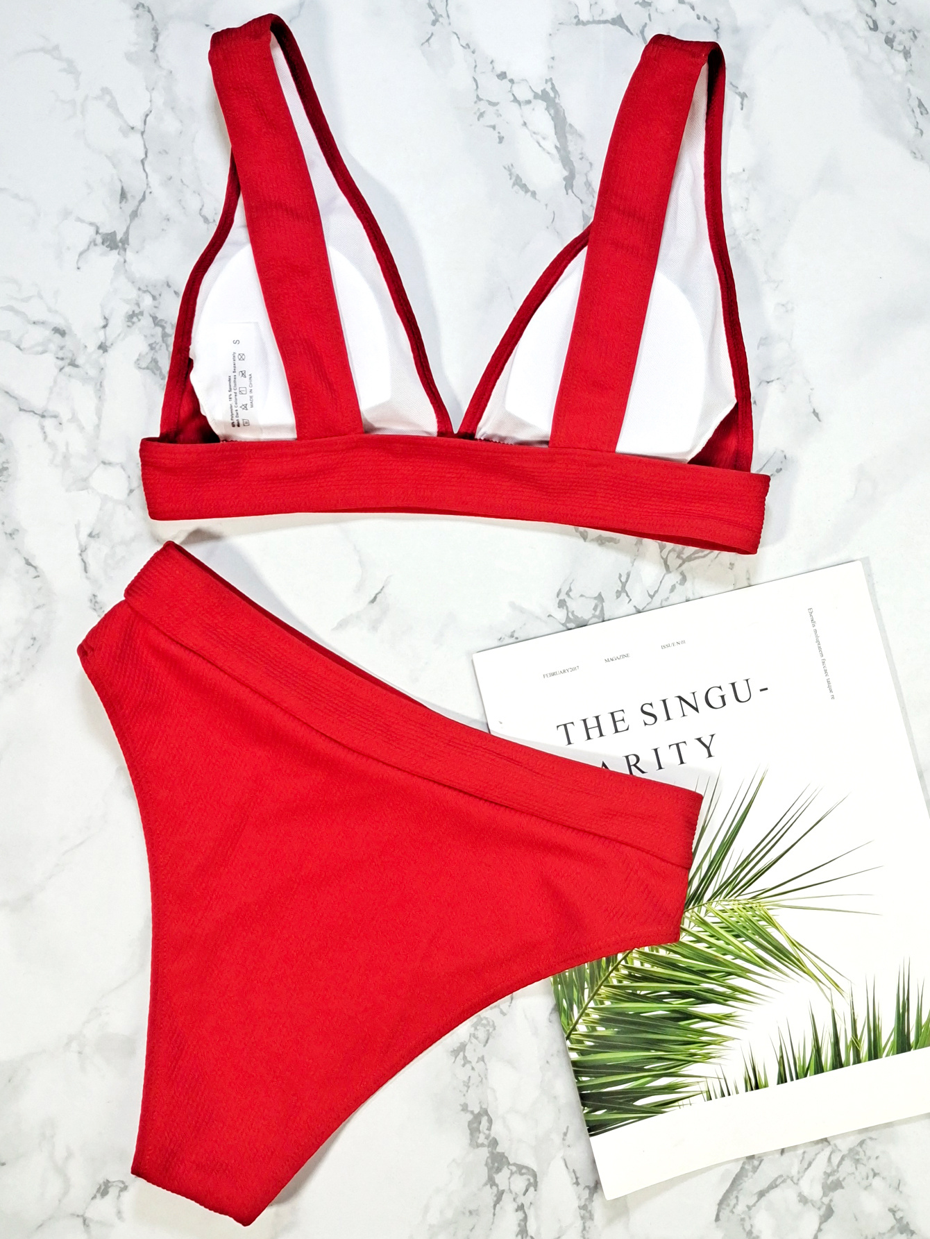 Rib knit High Waist Two Piece Swimsuit Women's Swimwear Temu