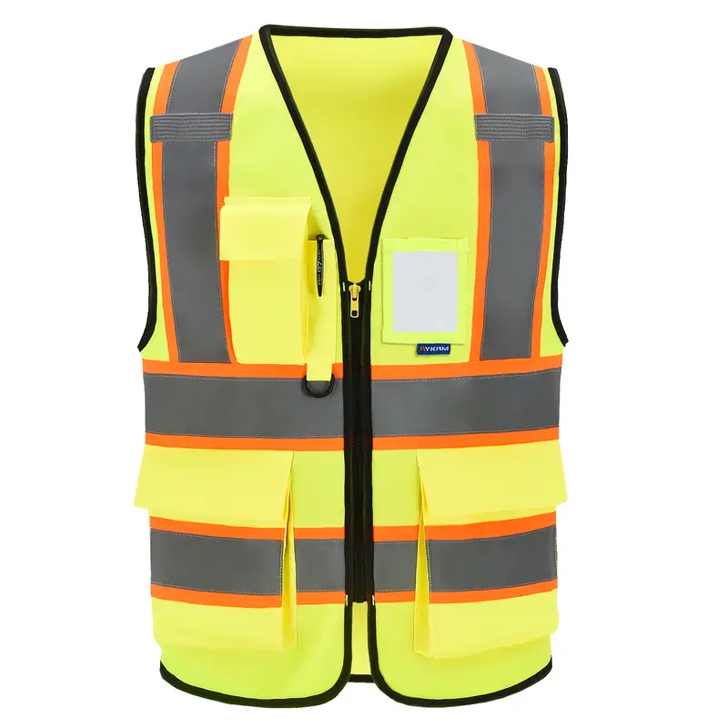 High Visibility Safety Vest Pockets Reflective Strips - Temu