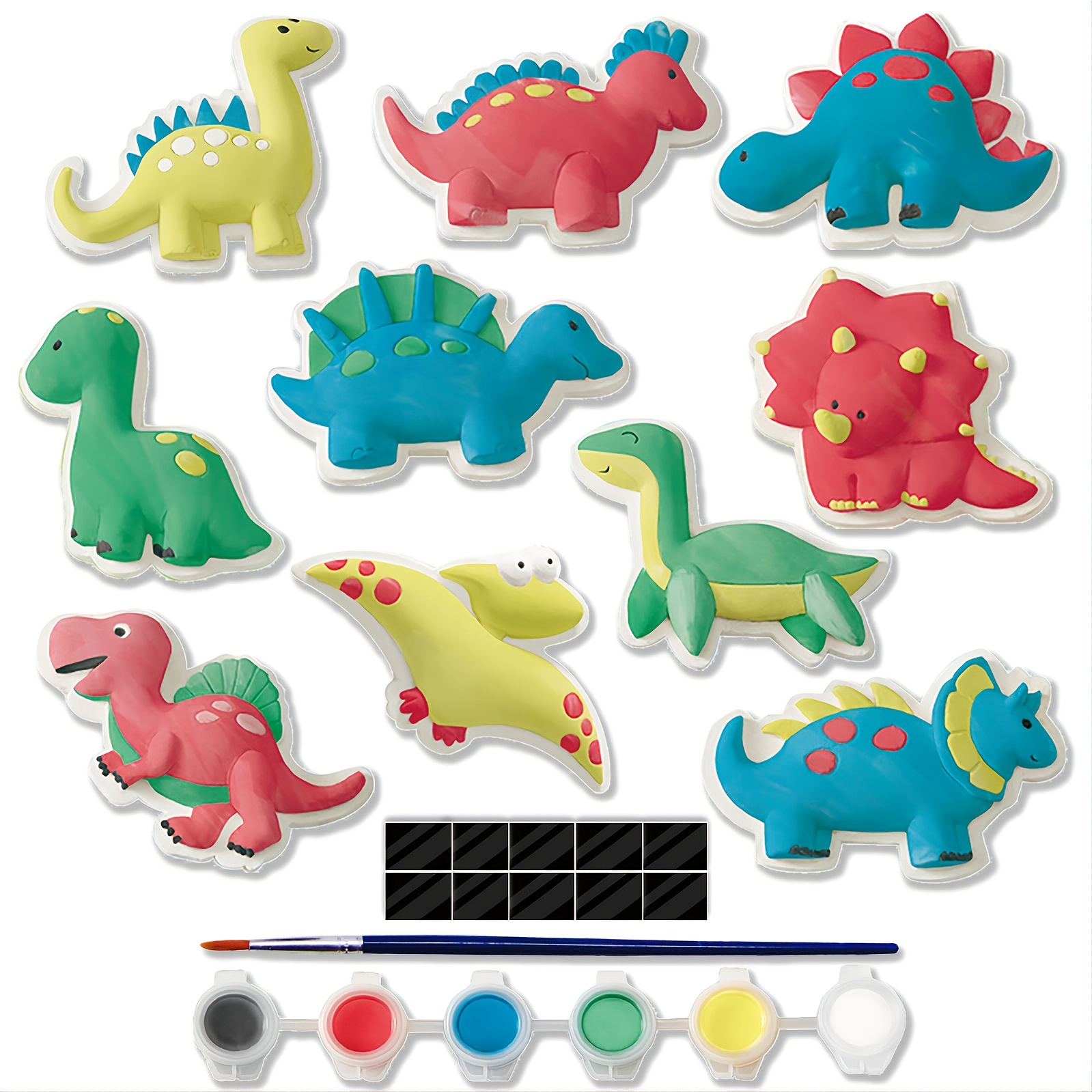 Juboury Kit de manualidades para niños, pintura en yeso, juego de arte para  pintar tu propio espacio, dinosaurios y figuras de vida marina, kit de