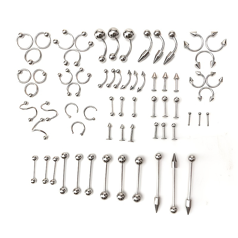 60 85pcs Set Mens Stainless Steel Nose Pins For Nostril Piercing