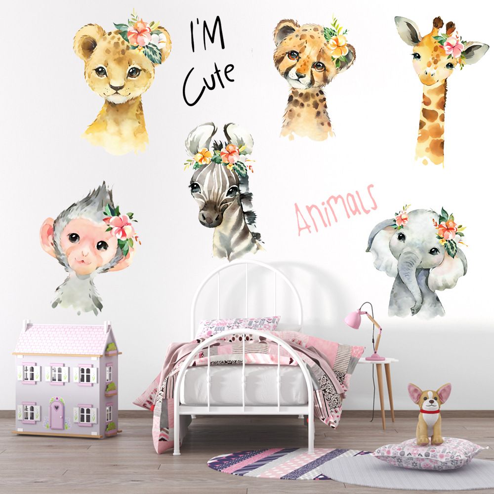 2pcs 11 8in 35 4in Cartoon Animal Wall Stickers Self Adhesive Cute Lovely  Giraffe Monkey Elephant Lion Wall Stickers Home Decor | Shop On Temu And  Start Saving | Temu