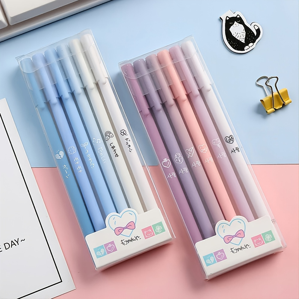 9Pcs Color Gel Pens Set High Capacity Morandi Straight Liquid Ball Pen For  Hand Account DIY Canetas aesthetic school Supplies