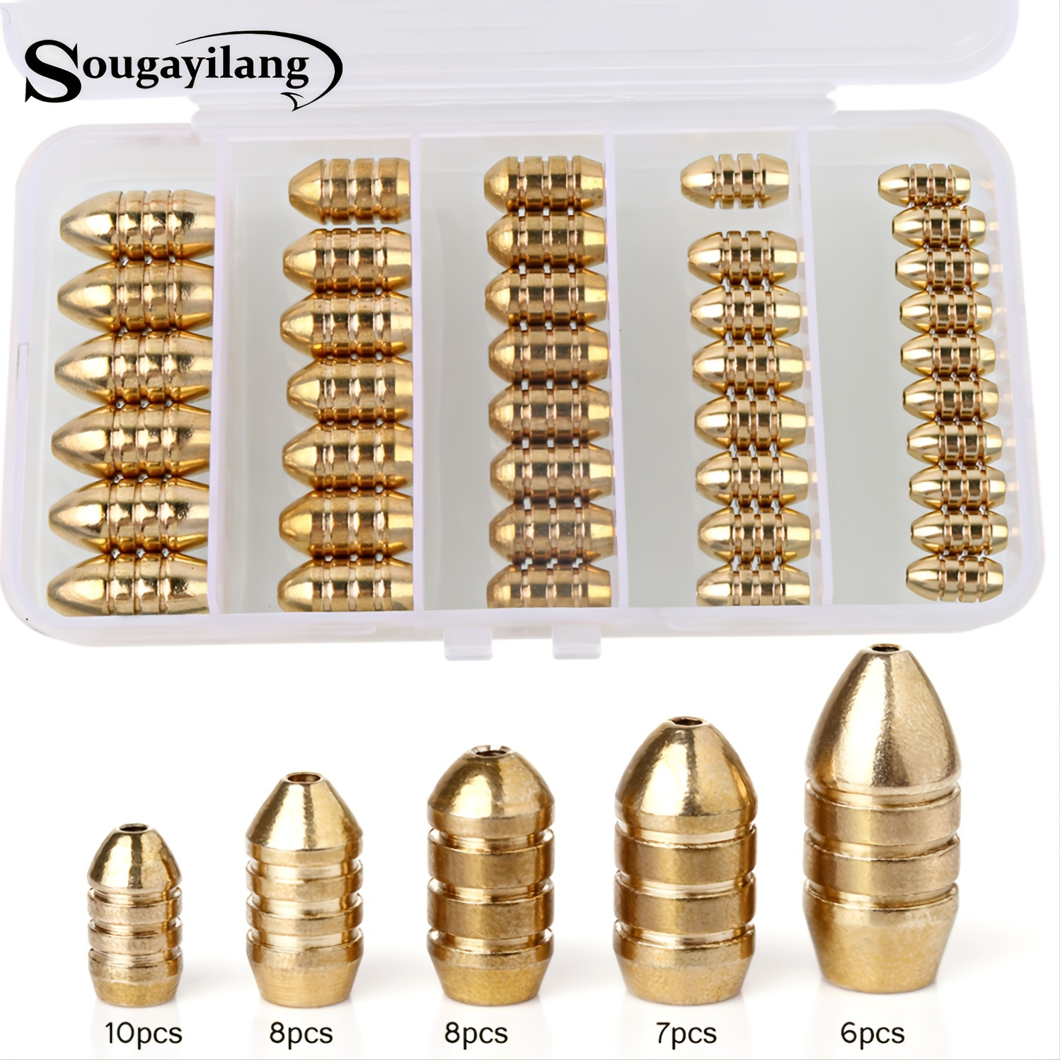 Brass Fishing Weights Assorted Bullet Shape Copper Sinker Tools Kit AU