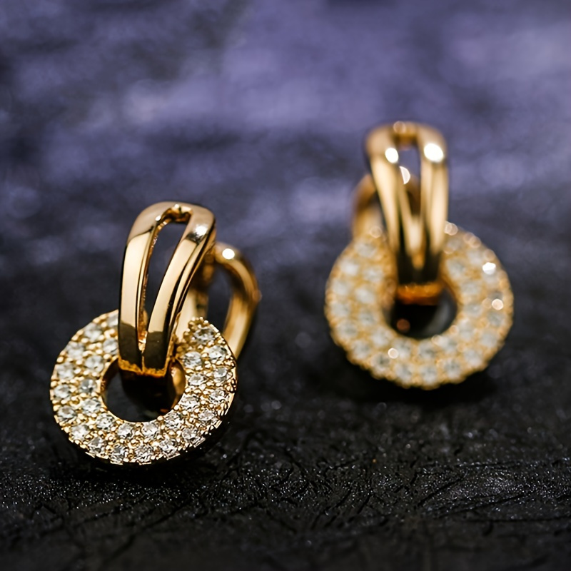 

High-end Fashion Female Round Zirconia Earrings With Design Ear Accessories