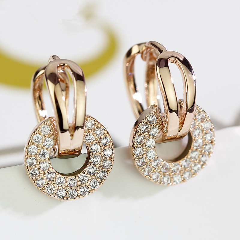 Image of A Pair Of High-end Women's Round Synthetic Zirconia Earrings, Silvery-designed Earrings.