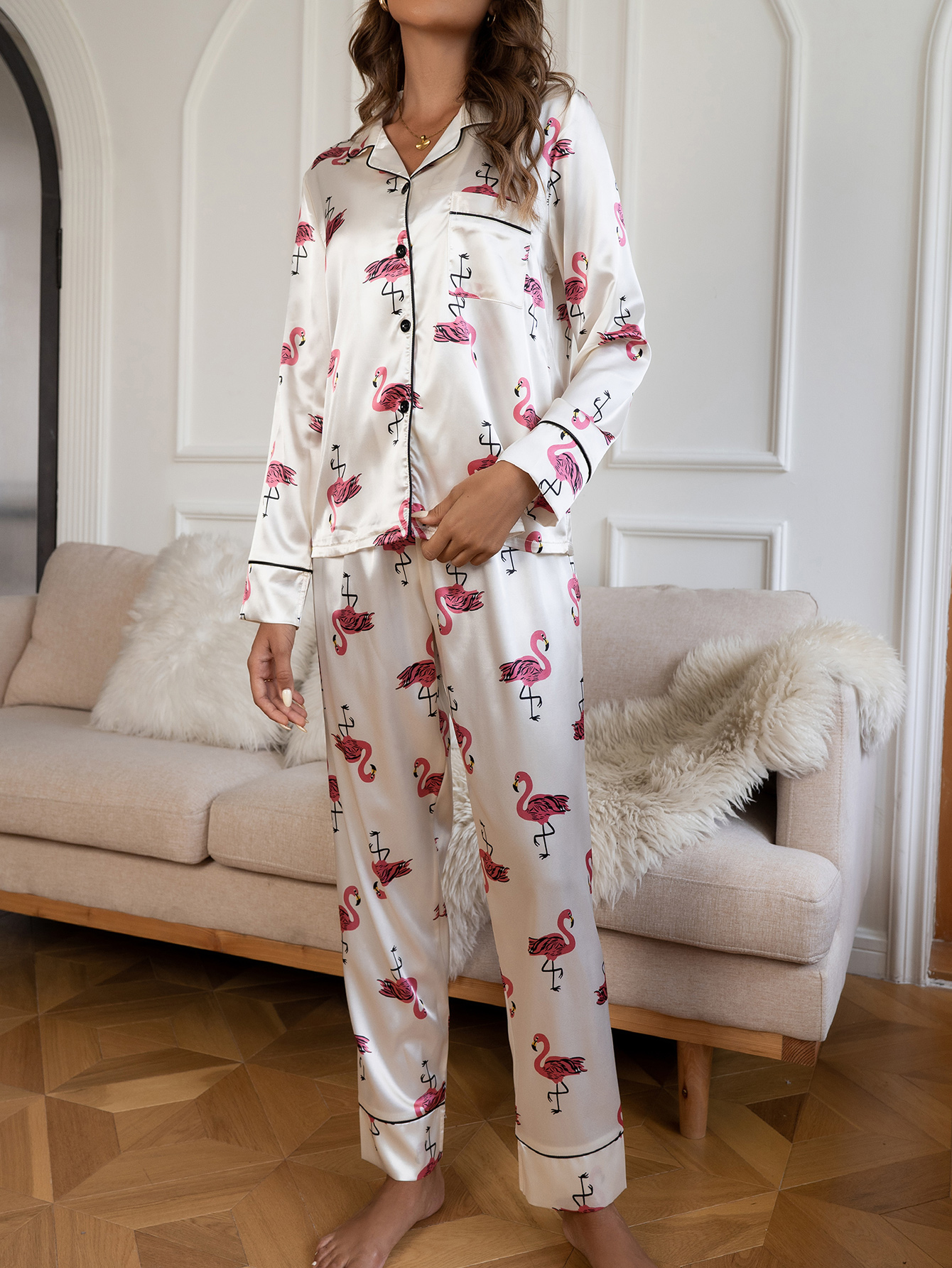 Adult Pajamas Set Long Sleeve Pajama Top Temu