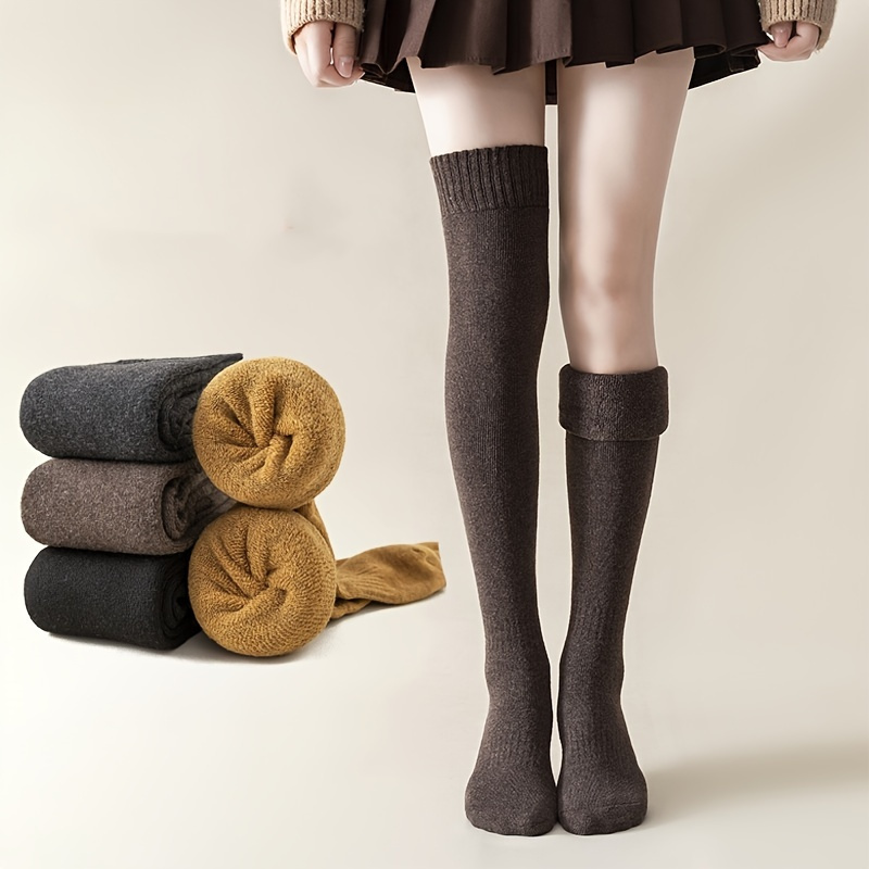 Women's Thigh High Socks Over The Knee Cable Knit Boot Socks Long Warm ...