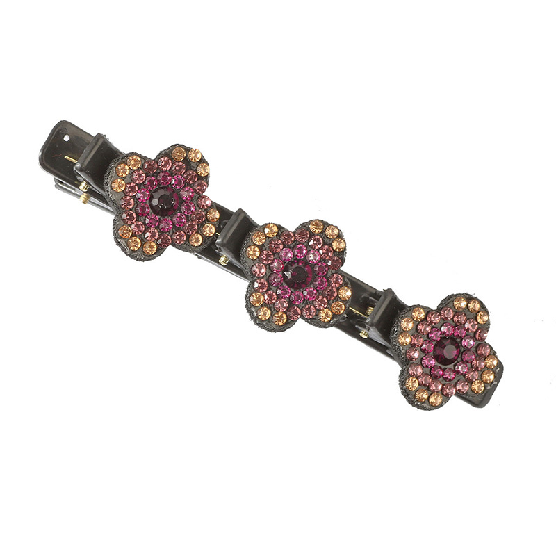 Crystal Stone Braided Hair Clips Lucky Clover Rhinestones