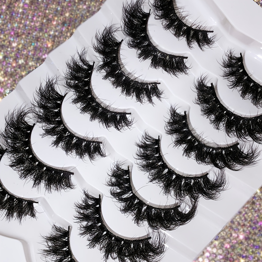 

7 Pairs Natural Long Faux Mink Lashes - 3d Fluffy, Soft, Wispy, Volume, Reusable, Thick False Eyelashes For A Dramatic Look