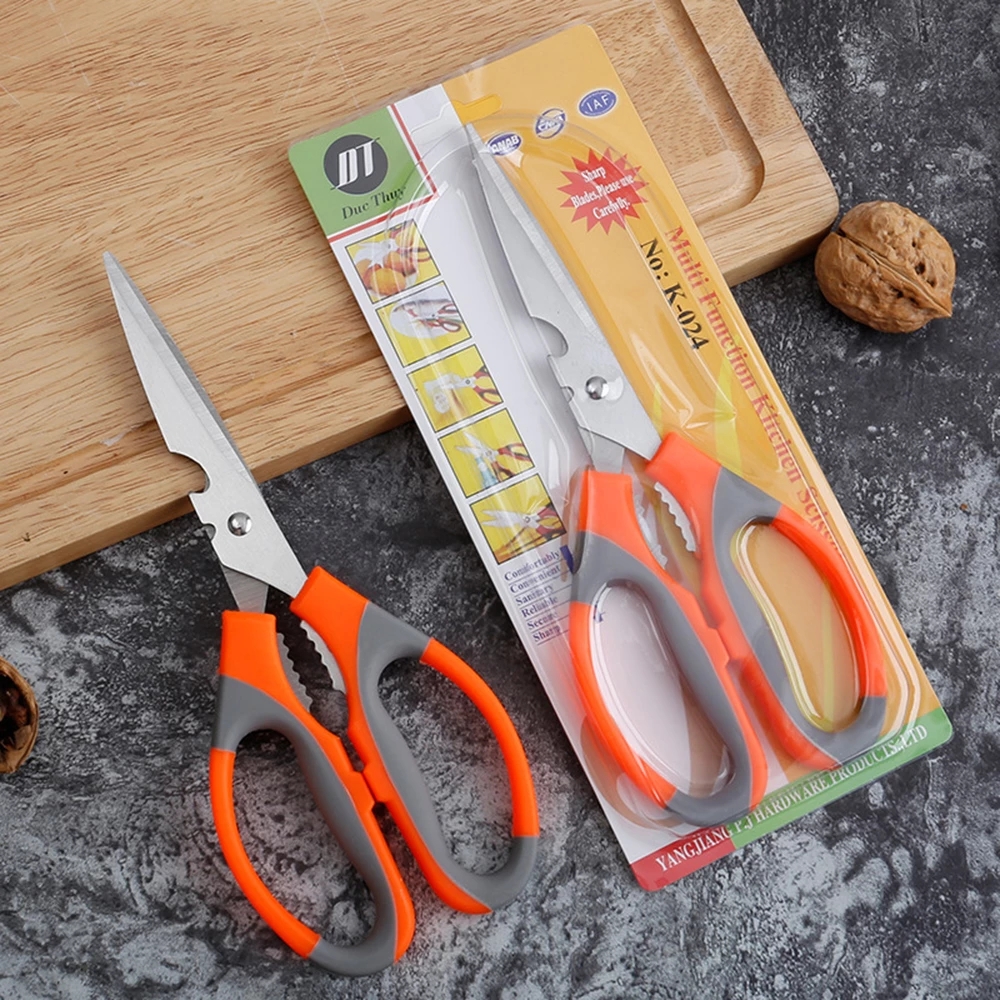 Multifunctional Household Scissors Stainless Steel Two-color Plastic Handle  Kitchen Strong Scissors Student Office Scissors - AliExpress