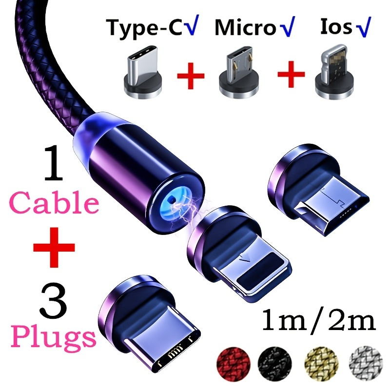 Connecteur Plug Cable Chargeur Magnétique Charger Type-C Micro USB iPhone  iOS