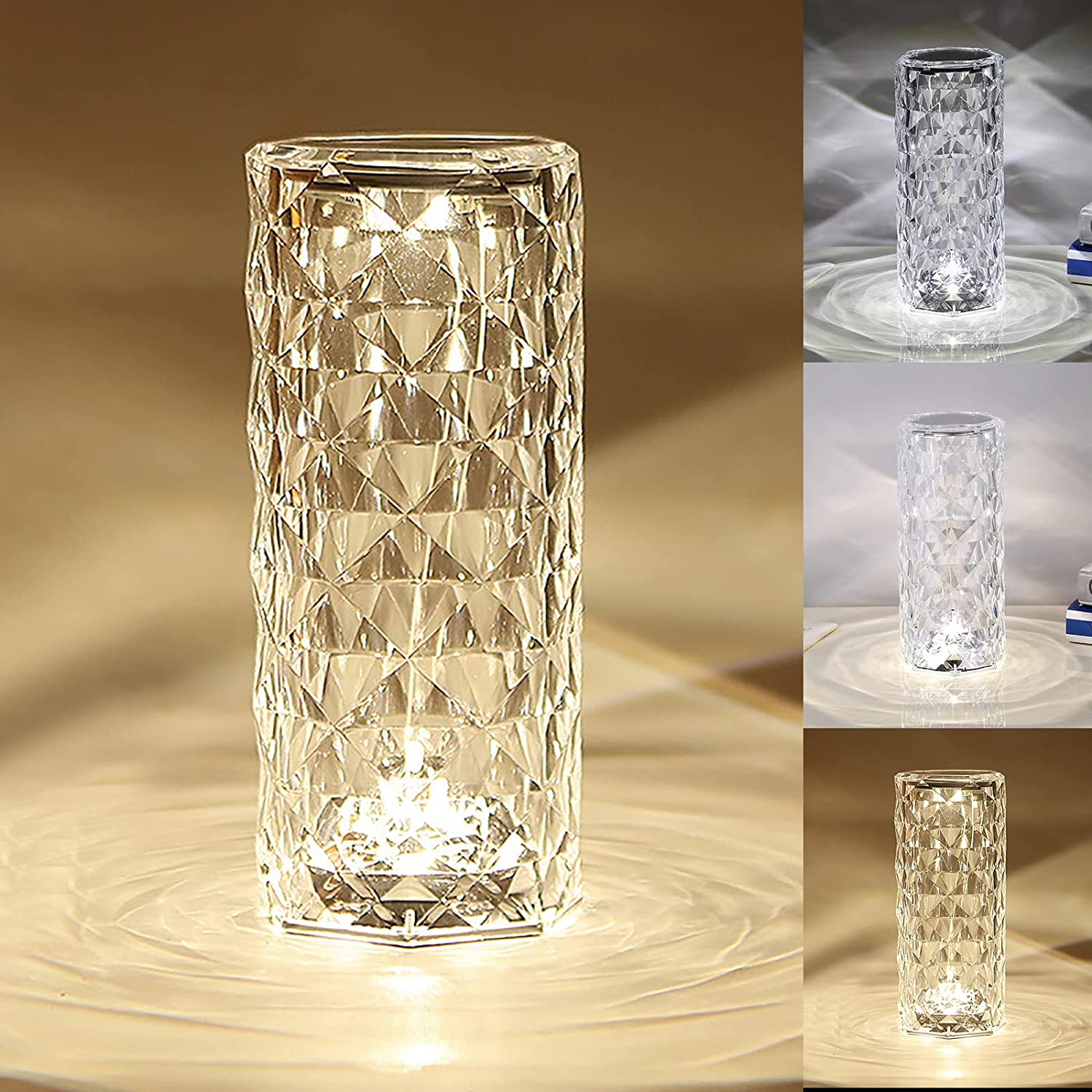 Crystal Table Lamp: 3 Color Changing Touch Control Desk - Temu
