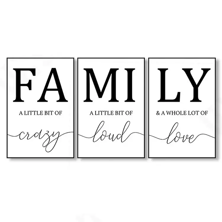 3pcs 15 7 23 6in frameless simple black white family wall poster wall canvas canvas painting details 6