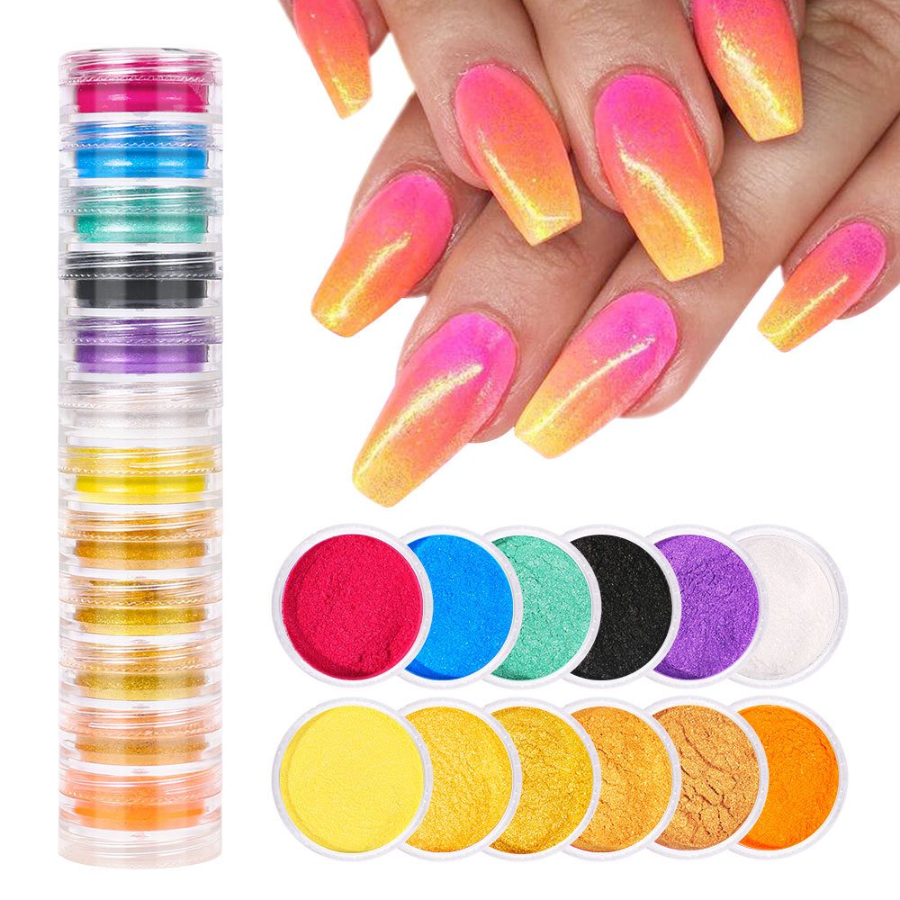 Pigment Powder For Nails 12/18 Colors Spider Gel For - Temu