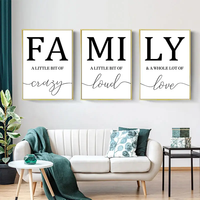 3pcs 15 7 23 6in frameless simple black white family wall poster wall canvas canvas painting details 4