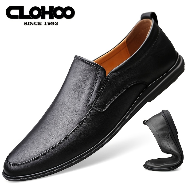 Clohoo Men's Pointed Toe Leather Casual Slip-on Loafers With Soft Sole ...