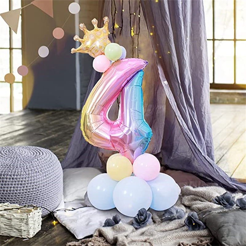 Decoraciones de 4º cumpleaños – Globo del número 4 – Globos de helio de  papel de aluminio de 40 pulgadas con degradado arcoíris de gran tamaño para