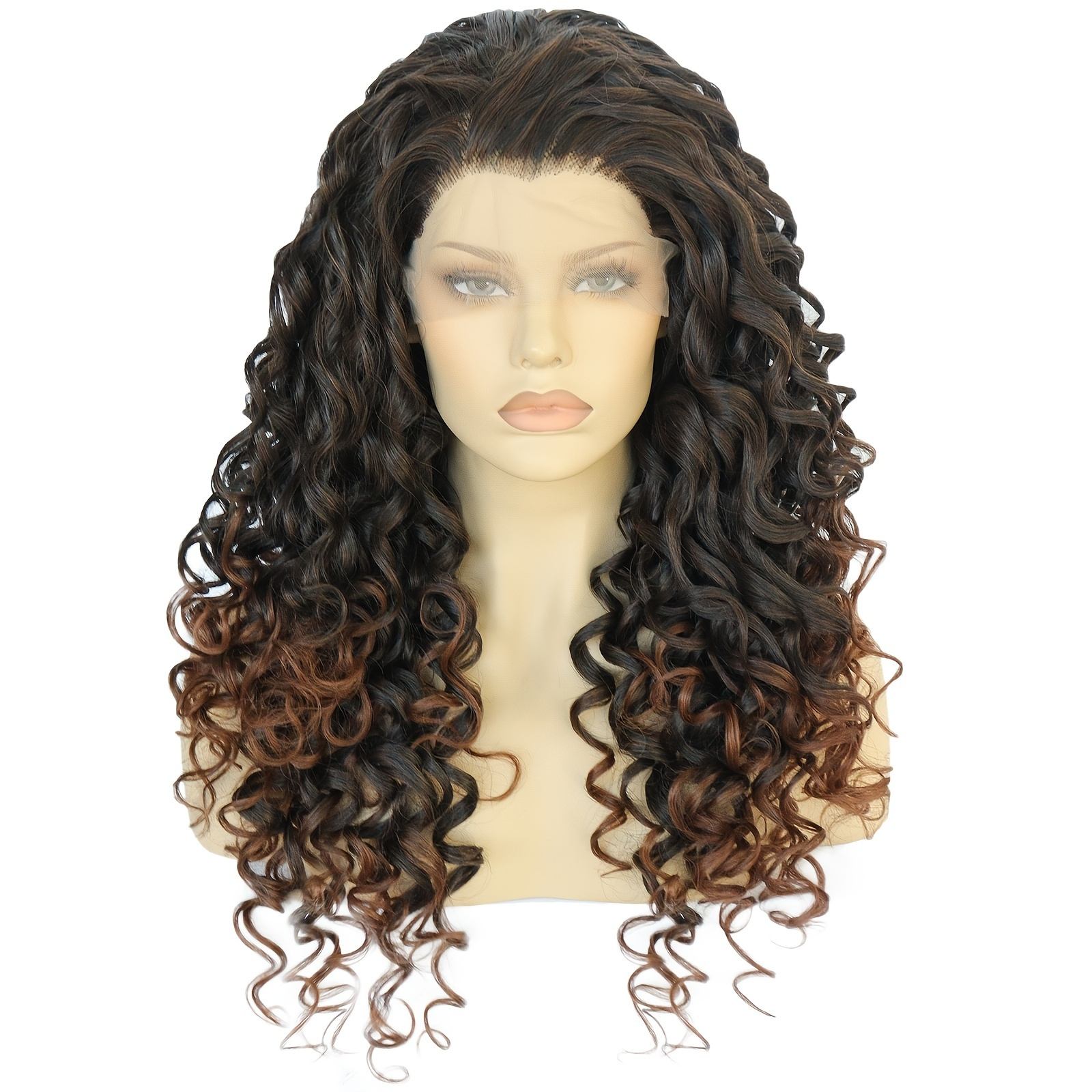 13 3 2 Tone Black Ombre Red Curly Synthetic Lace Front Wig For Women 1pc Wig Cap