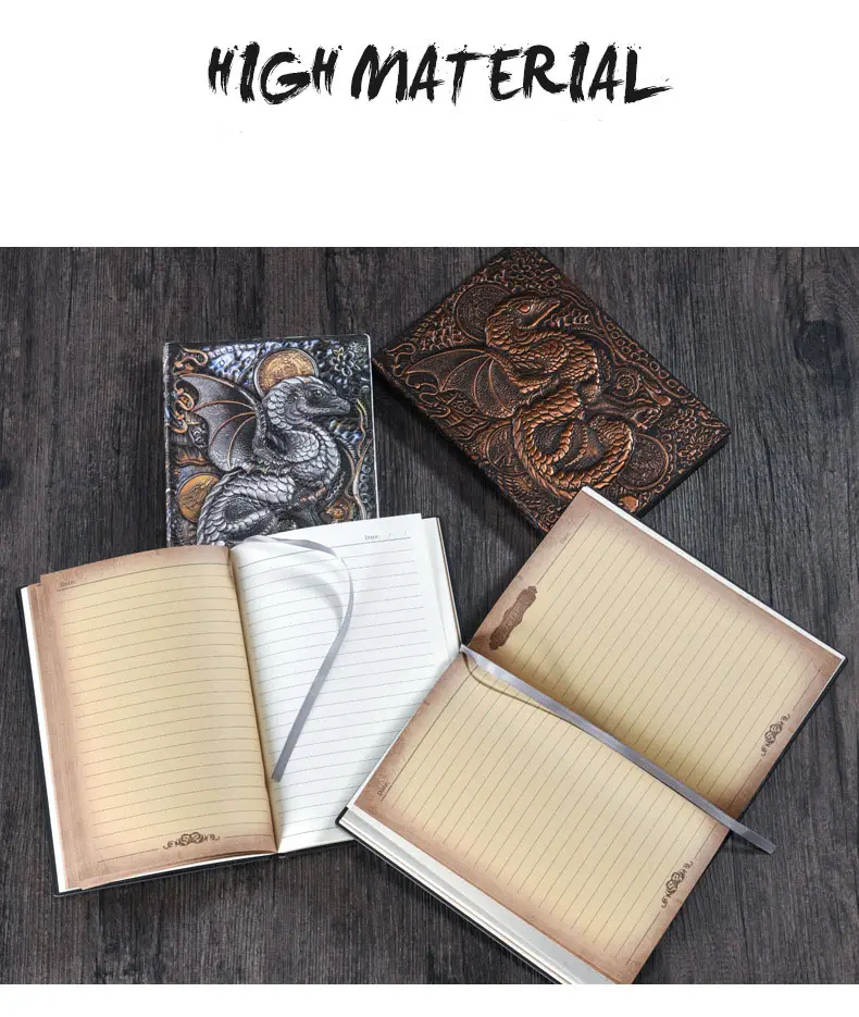 3d dragon a5 notebook vintage european style thickened pu leather flounce notebook business gift office accessory details 3