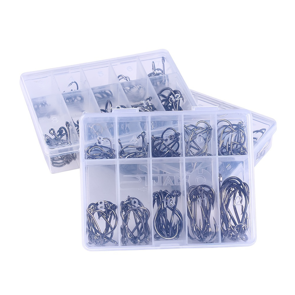 Mixed Size Fishing Hooks Set Kit Carbon Steel Circle Fishing