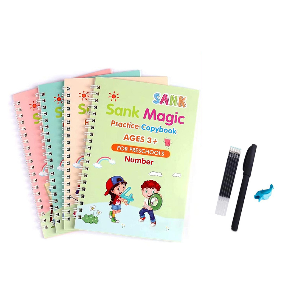 4 English Groove Calligraphy Practice Books, Drawing Letters, Addition And  Subtraction, Pre-school Control Pen Stickers, Children's Enlightenment, And