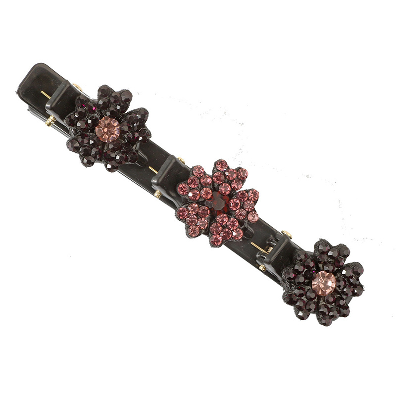 Crystal Stone Braided Hair Clips Lucky Clover Rhinestones