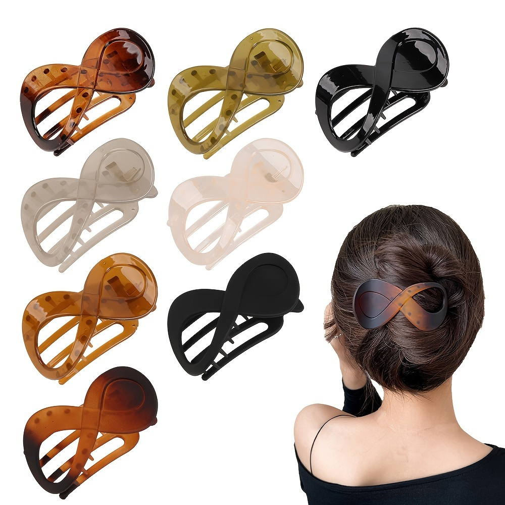 

French Concord Curved Hair Clips Large Hair Claw Clips Side Slid Flat Hair Clips No Slip Grip Strong Hold Hair Accessories For Women And Girls 1pc