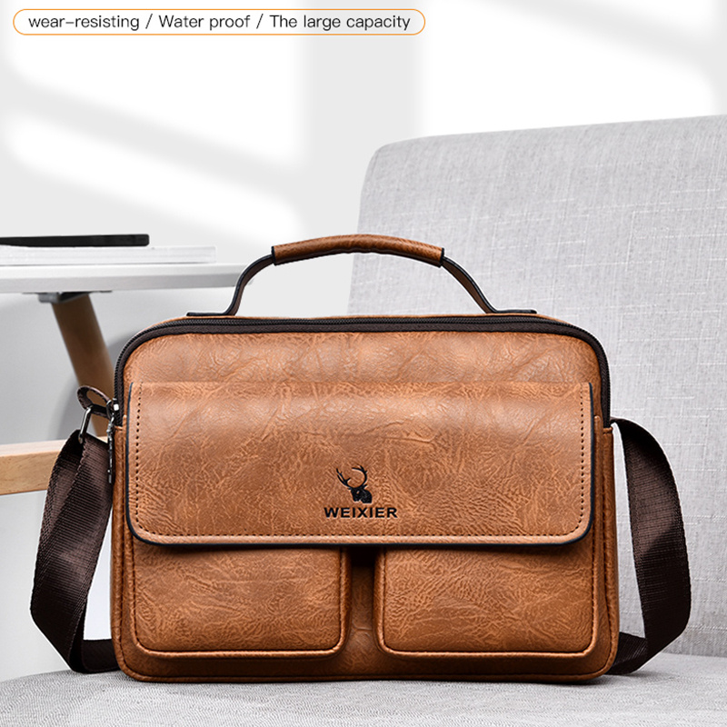 Weixier Cross Body Bag, Men's Shoulder Bag Vintage Leather Vertical Hand  Business Men's Casual Leather Bag Satchel Bag For Men Gift For Father  /anniversary - Temu