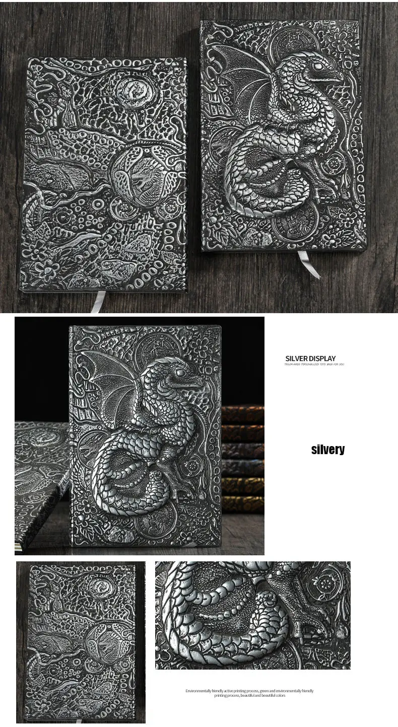 3d dragon a5 notebook vintage european style thickened pu leather flounce notebook business gift office accessory details 7