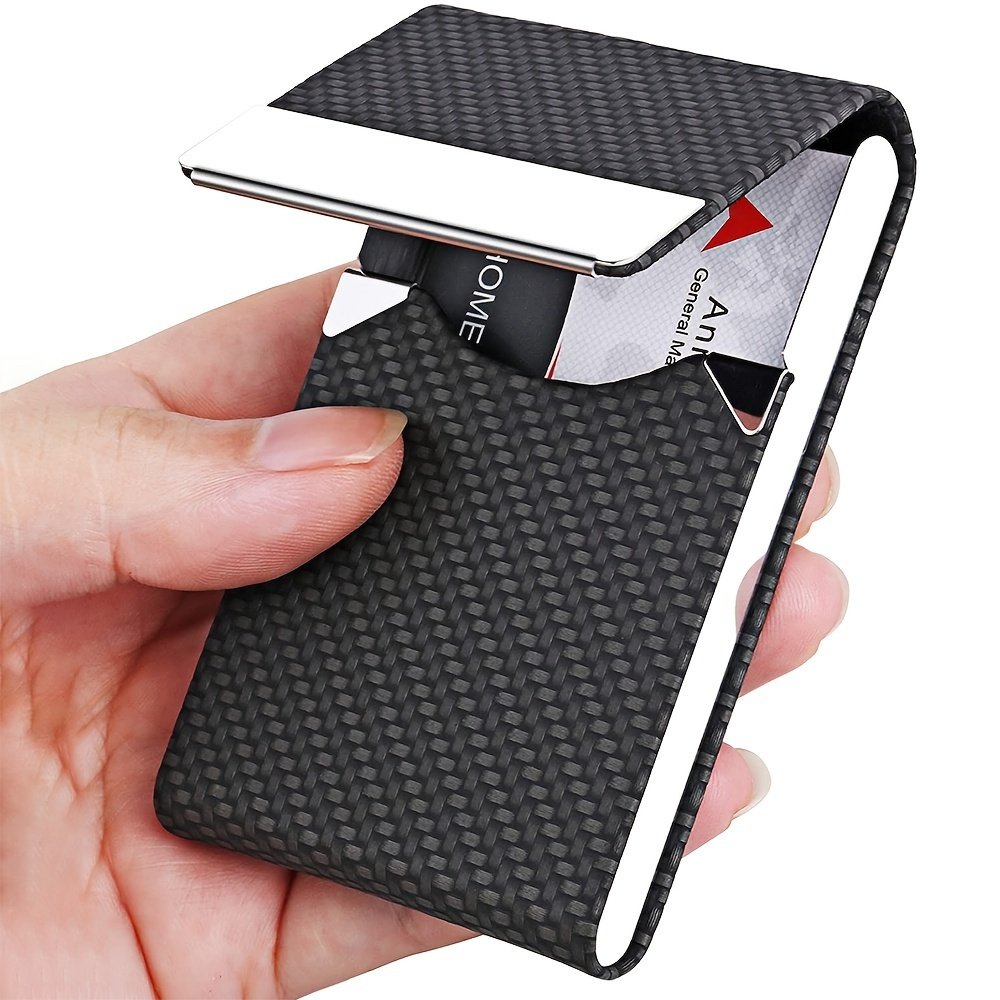 Business Card Holder - Pu Leather Business Card Holder Business Card Holder Slim Metal Pocket Card Holder With Magnetic Buckle