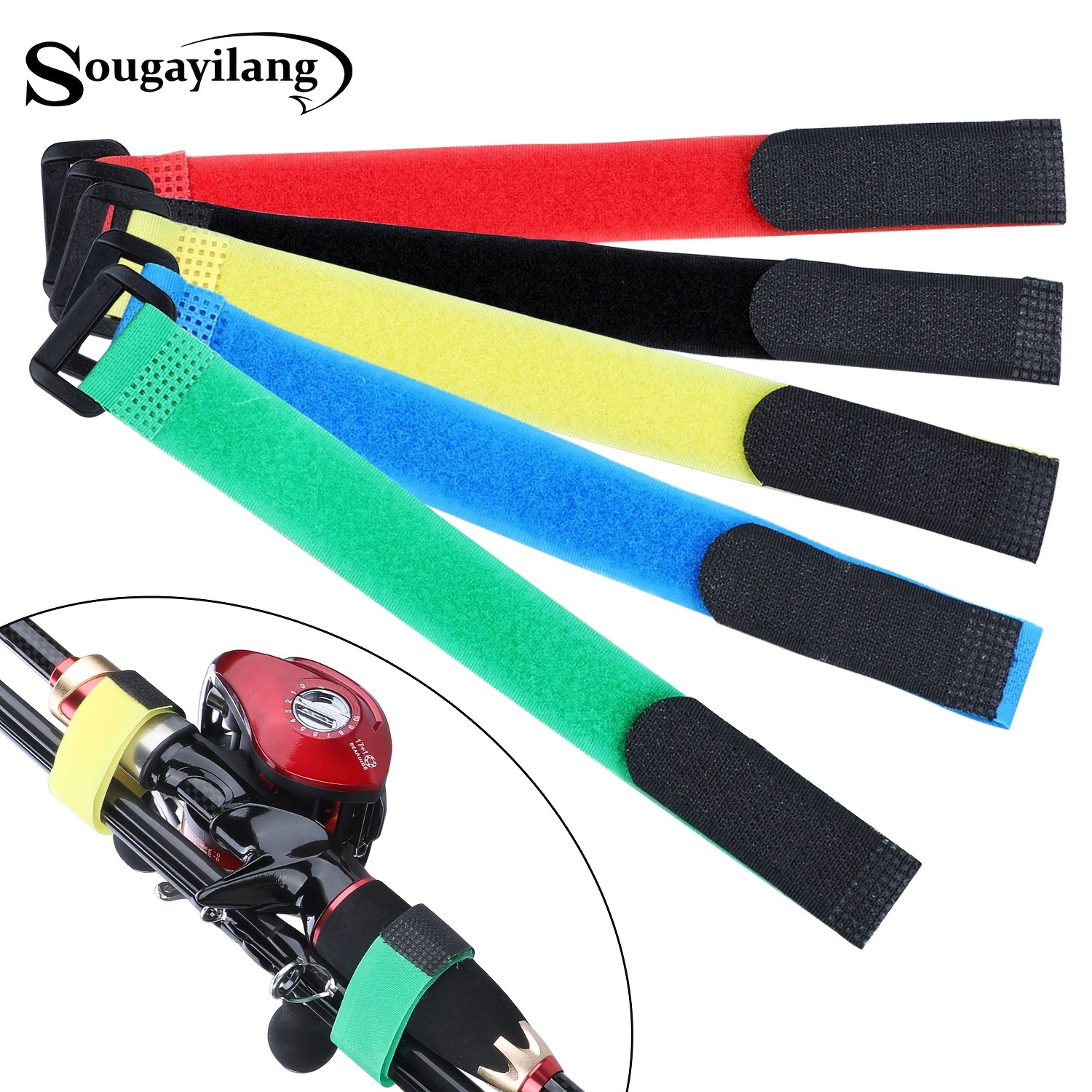Reusable Fishing Rod Tie Holder Strap Suspenders Rod Belt Hook