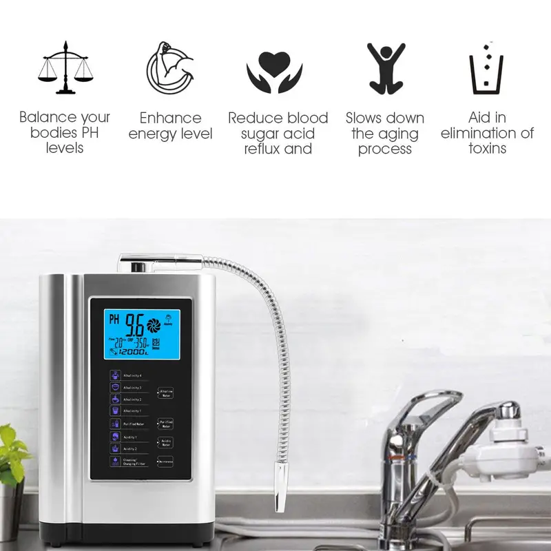 alkaline water ionizer hydrogen generator machine purifier produces ph 3 5 10 5 alkaline acid water water filter system for home details 1