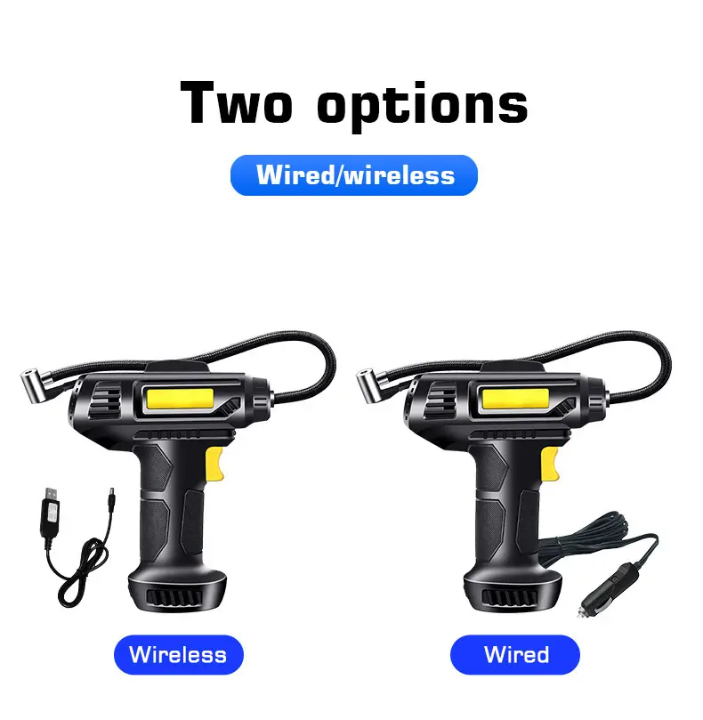 120W Portable Car Air Compressor Wired Wireless Handheld Car Inflatable Pump Electric Automobiles Tire Inflator With LED Light For Car