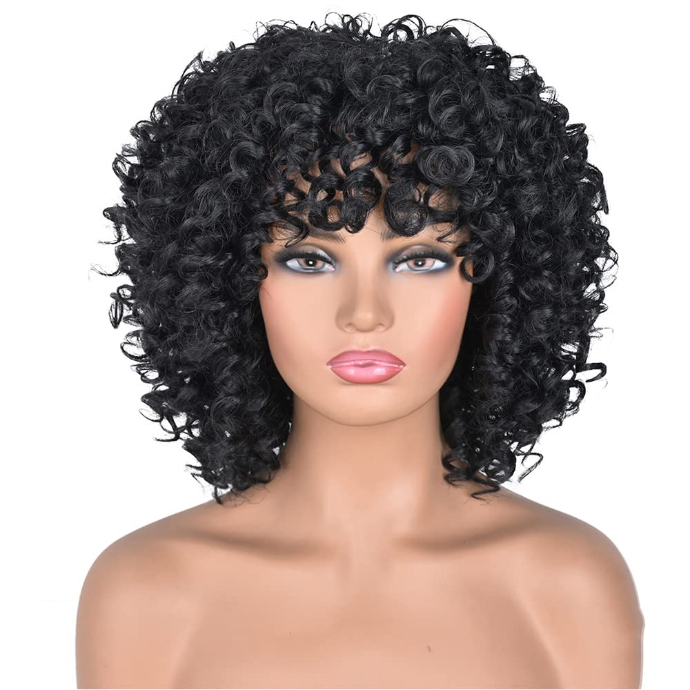 Blonde Brown Highlights Synthetic Hair Wig Short Wigs Bangs - Temu