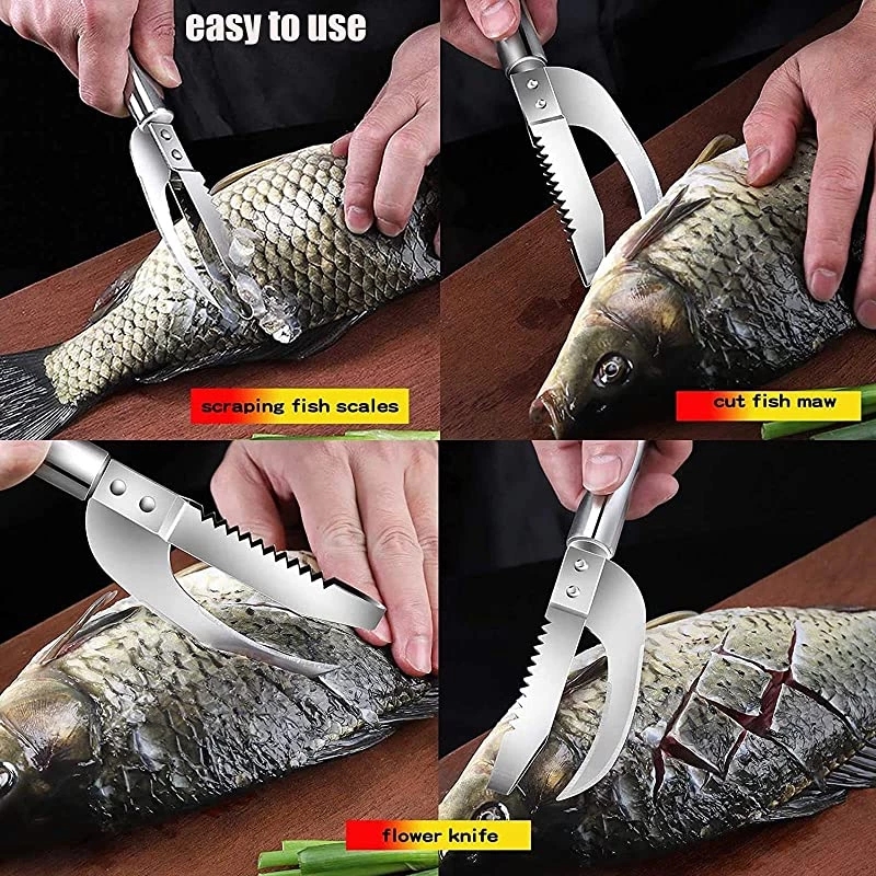 3 in 1 Stainless Steel Fish Scale Knife Cut Scrape Dig Maw - Temu