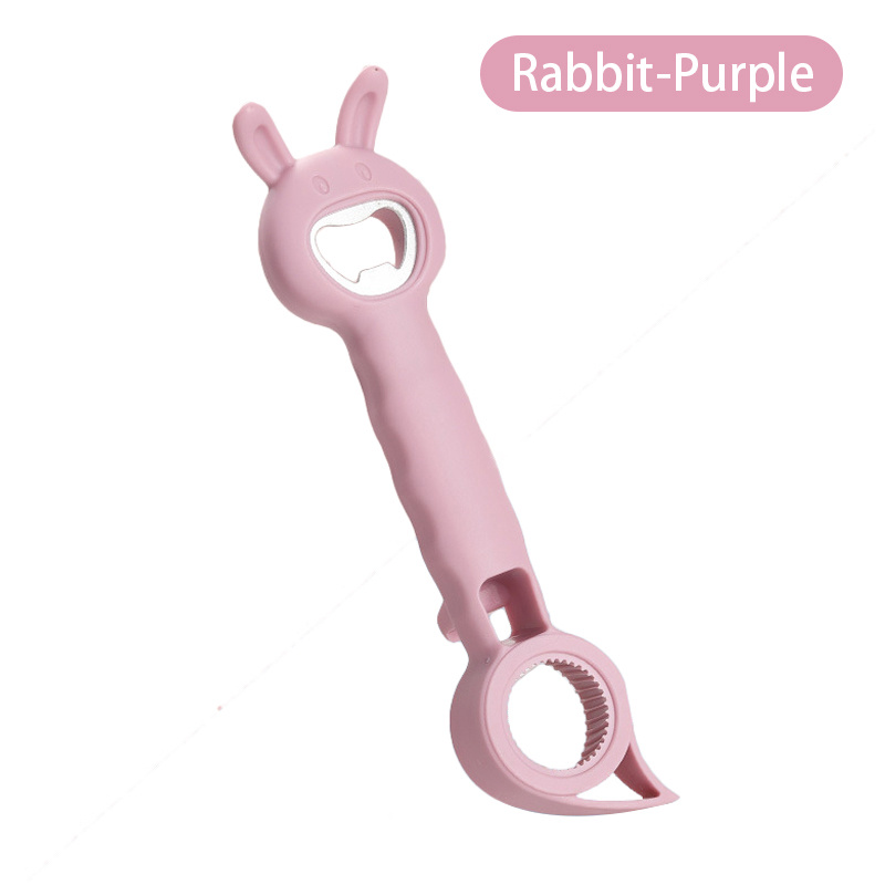 1pc Rabbit Decor Beer Opener, Pink Silicone Multifunction Can Opener For  Household