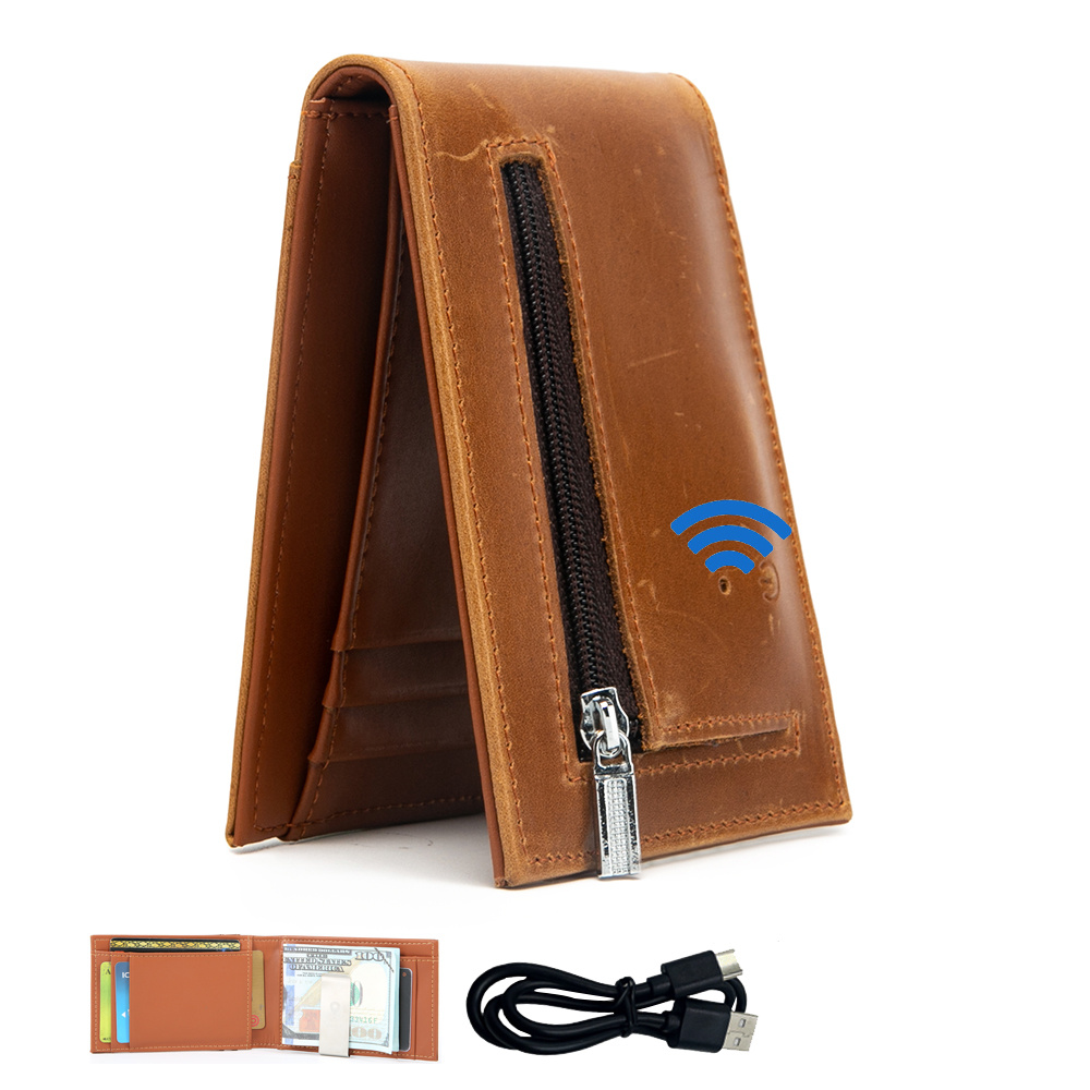 Smart Wallet Men Genuine Leather High Quality Anti Lost Intelligent  Bluetooth Pu