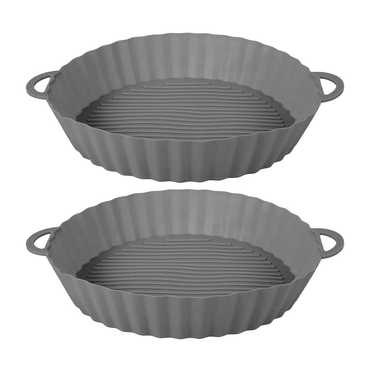 2x Silicone Pot for Air Fryer Dual Basket Liner Handle Baking Pan Fit for  Ninja