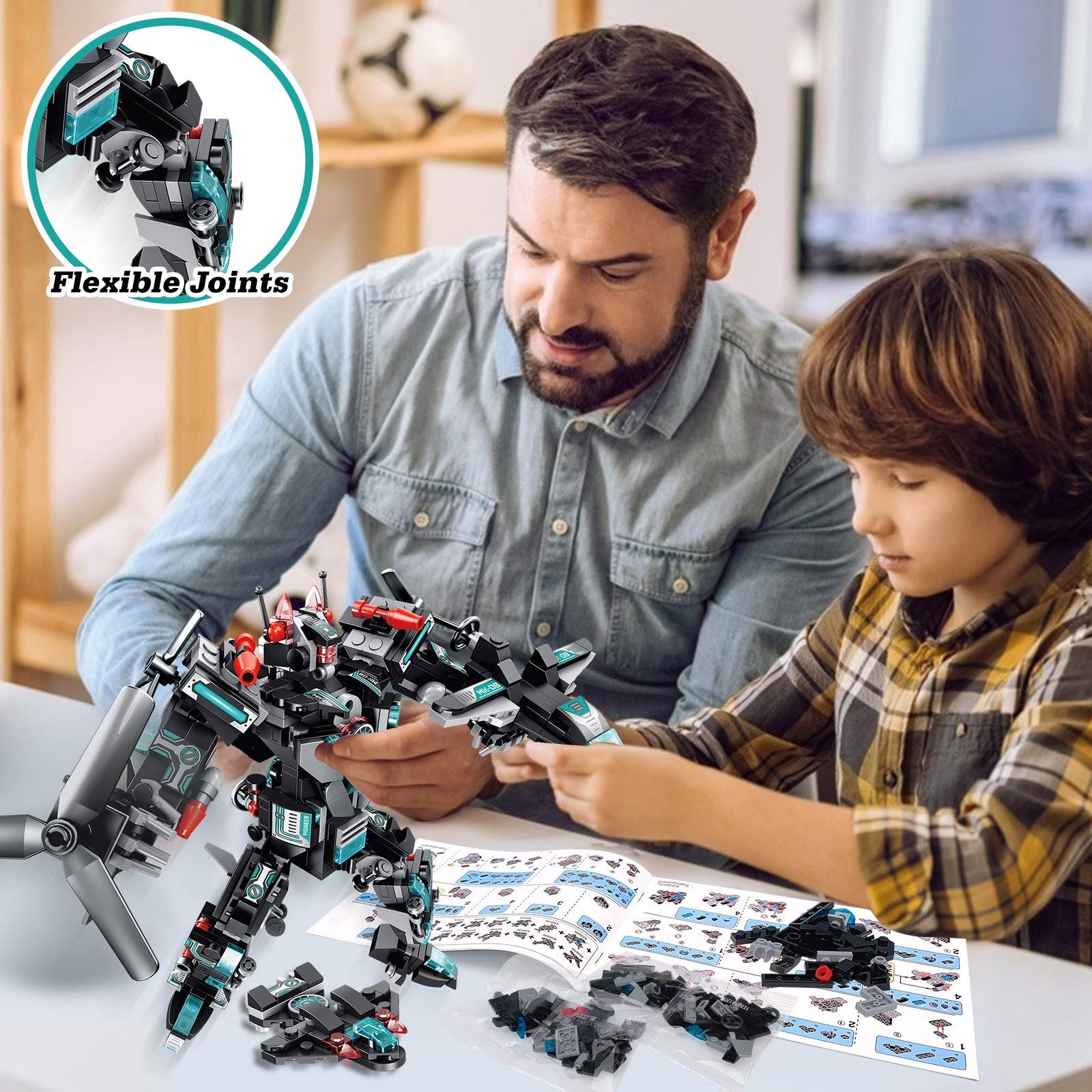 Qlt QIAOLETONG Qlt Stem Robot Building Toys for Boys Age 8-12,908 Pcs 12-in-1 Transformation Ninja Mech Warrior Vehicles Kit Building Block Best Gifts