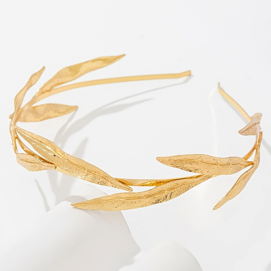 

1pc Leaf Decor Simple Headband Metal Golden Vintage Fashion Headband Hair Accessories