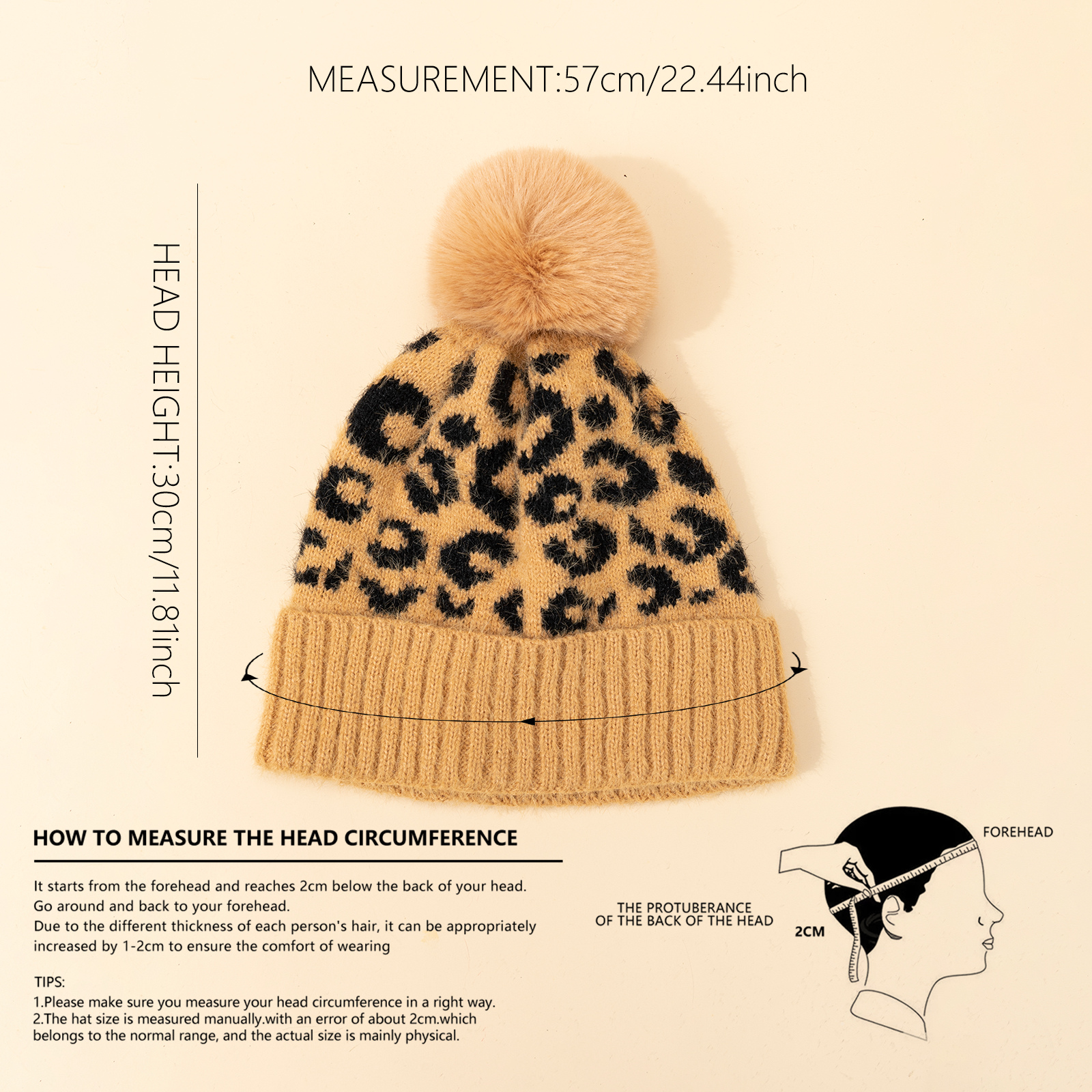 DALIN Winter-Set Für Frauen: Beanie Mit Pompon & Schal Im Leopardenprint – 2-teilig, Super Warm