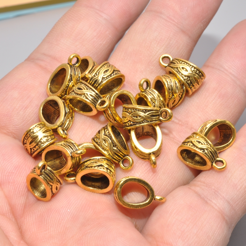 20 Pcs Alloy Necklace Beads Bead Connector Diy Rings Jewelry Accessories  Bails Charm Pendant Bail Connectors Connector 14x6x8mm Hole 5x7mm