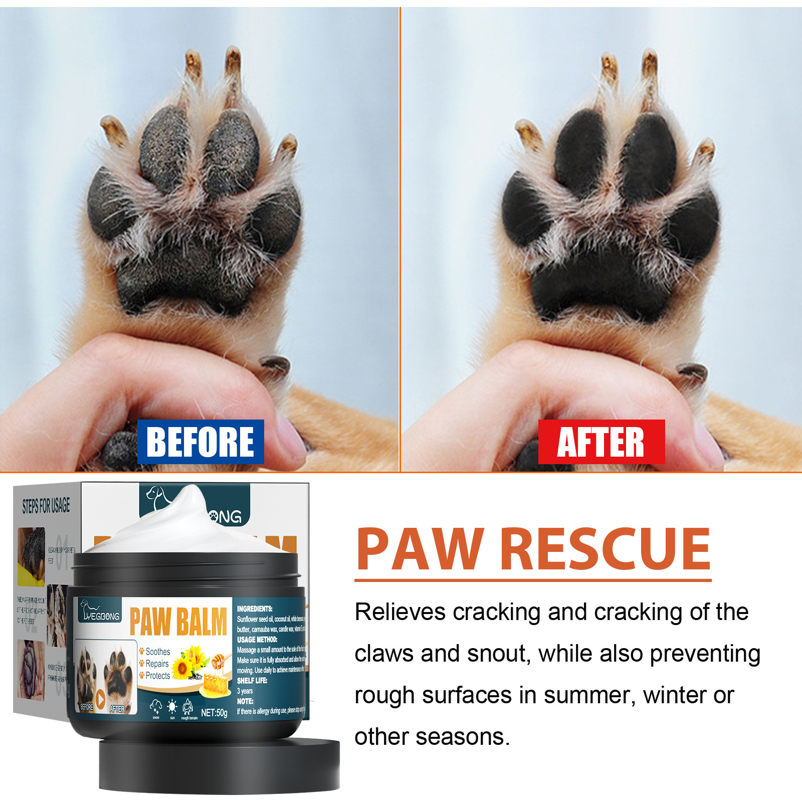 Moisturizing Pet Paw Balm Dogs Cats Soothes Protects Dry Temu