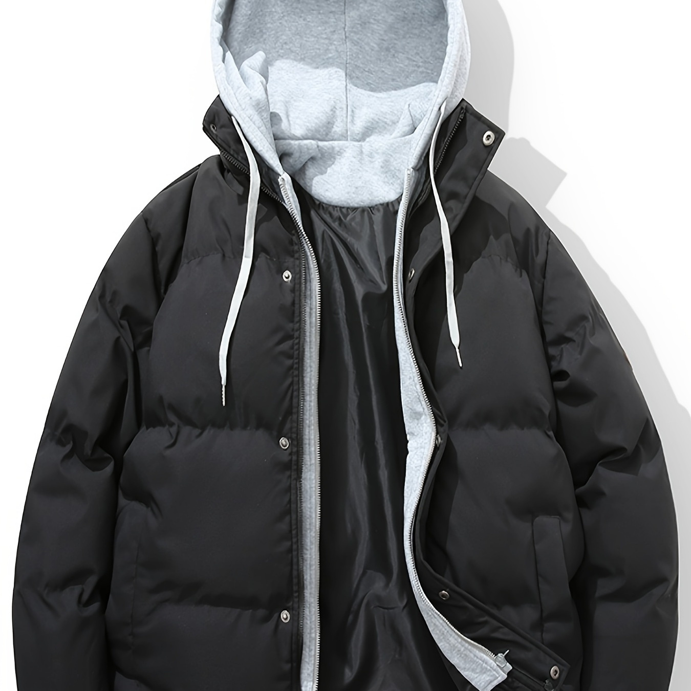 Men's Hooded Puffer Coat Zipper Thermal Padded Outwear Jacket Men