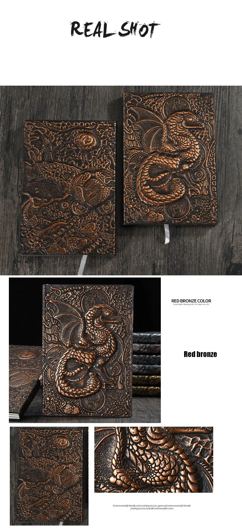 3d dragon a5 notebook vintage european style thickened pu leather flounce notebook business gift office accessory details 6