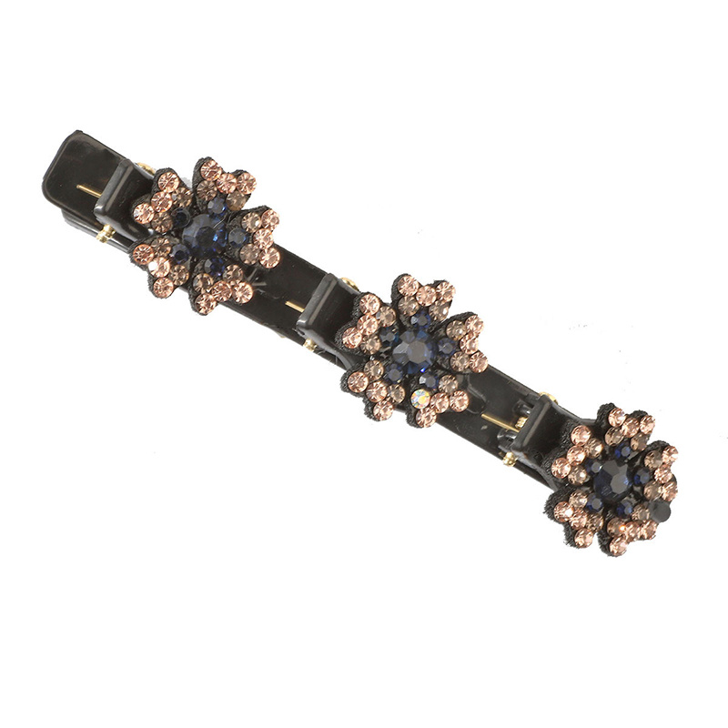 Crystal Stone Braided Hair Clips Lucky Clover Rhinestones