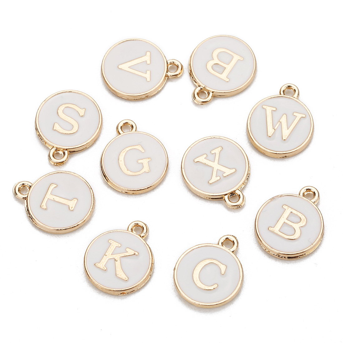 52pcs Random Mixed Shape Ancient Letters Charms Gold 26 Letter