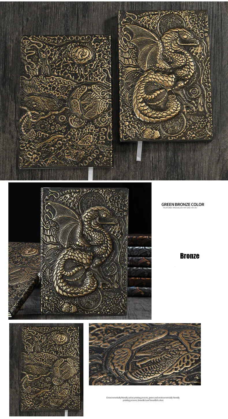 3d dragon a5 notebook vintage european style thickened pu leather flounce notebook business gift office accessory details 8