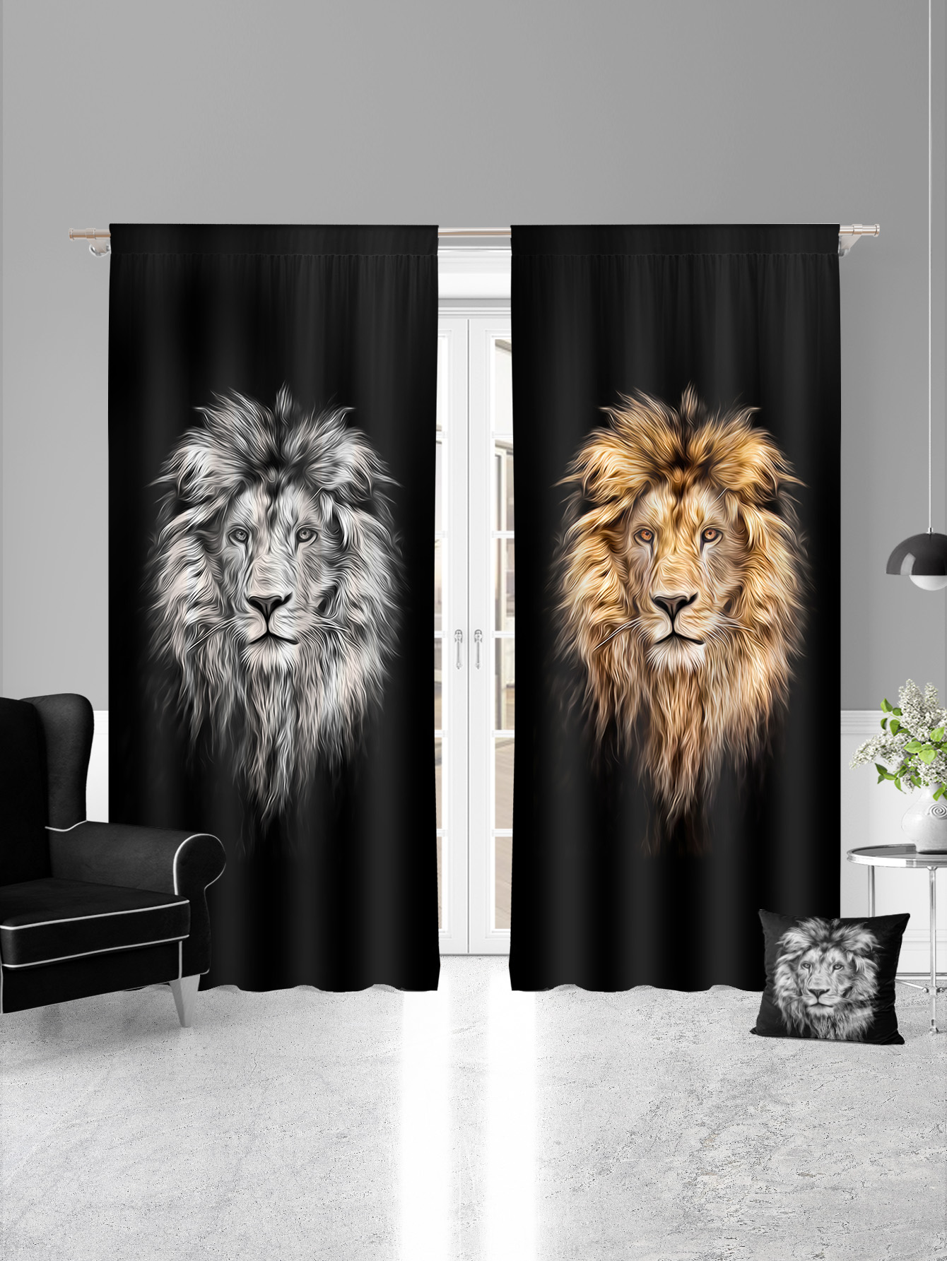 Lion Curtains, Window Panels, Curtains Panels, Home Decor - Temu