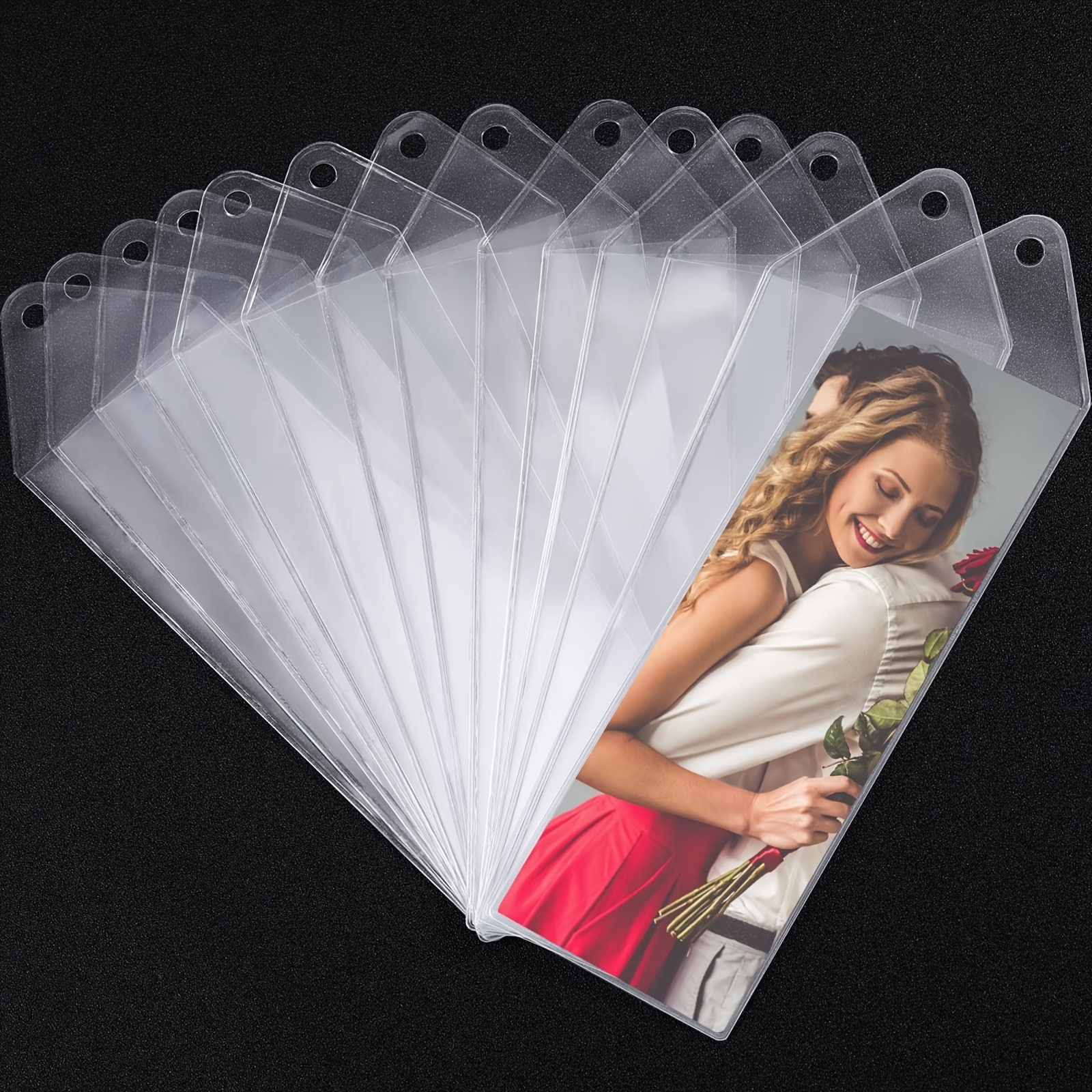 50 Vinyl Bookmark Sleeves Photo Booth Strips (2 3/16 inches by 7 1/8  inches) Easy Read Register 